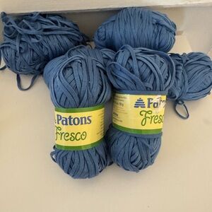 Patons Fresco Ocean Blue Crochet Knit Cozy Hand-Knit NEW Yarn Bundle